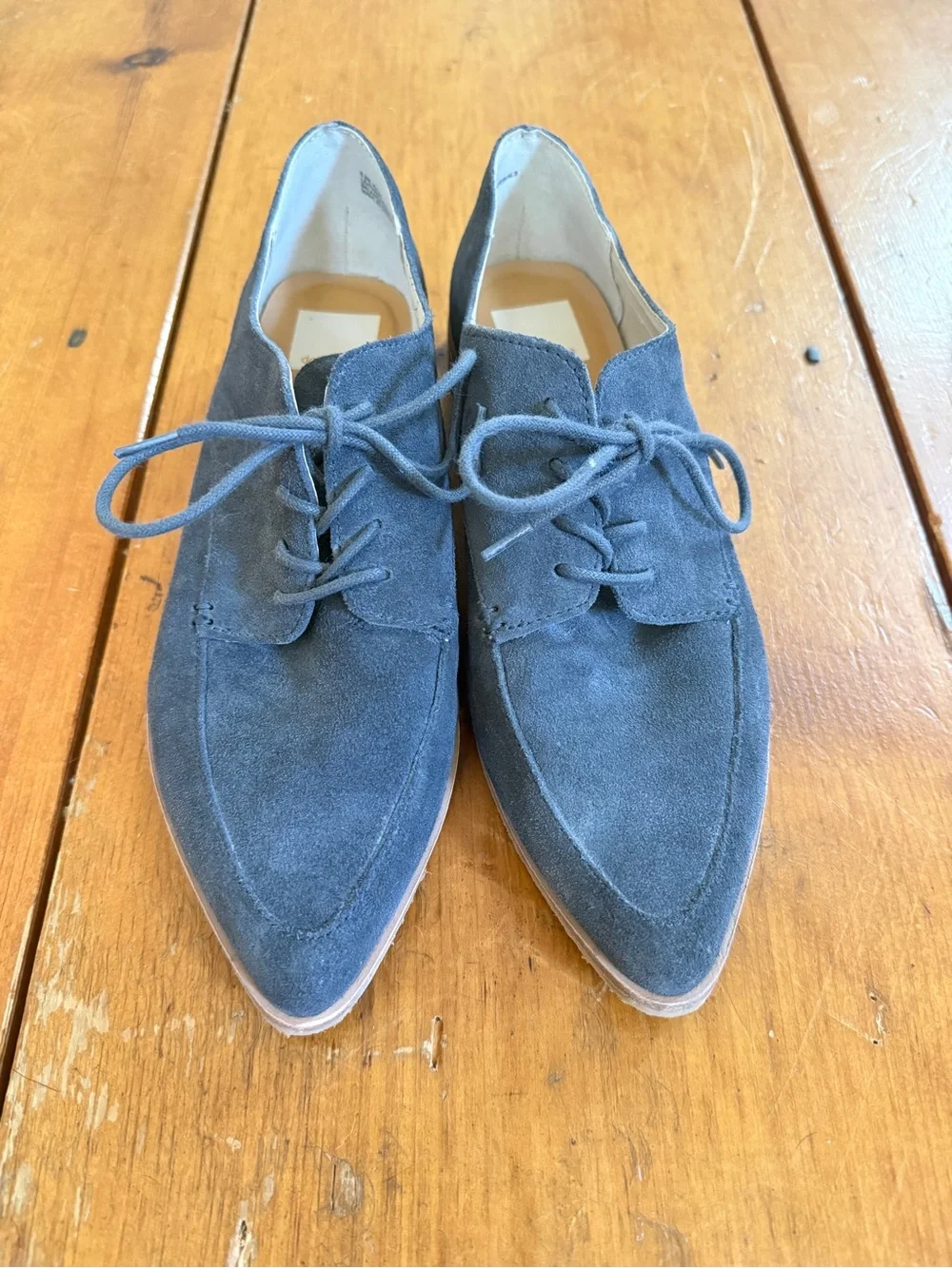 Dolce Vita Women’s Pointed Suede Lace-Up Oxfords in Slate Blue